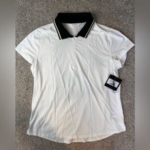White Polo Collar Women's Top